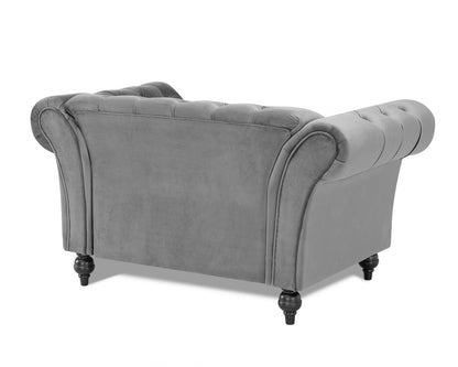 Emma Velvet 1.5 Seater Fabric  Sofa, Grey