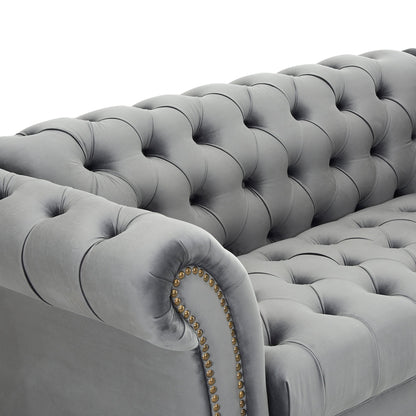 Emma Velvet 3 Seater Fabric Sofa, Grey