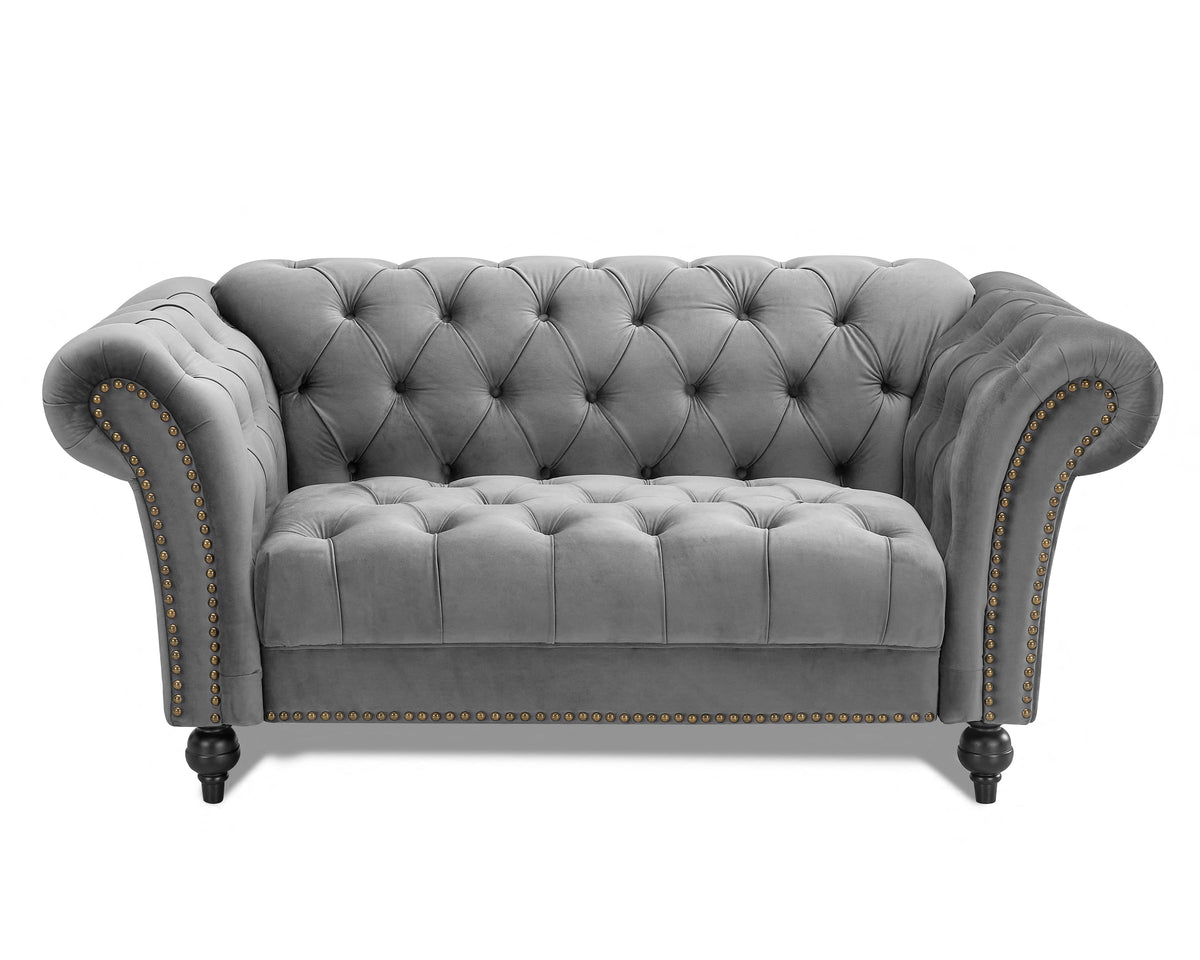 Emma Velvet 3+2 Seater Fabric Sofa, Grey