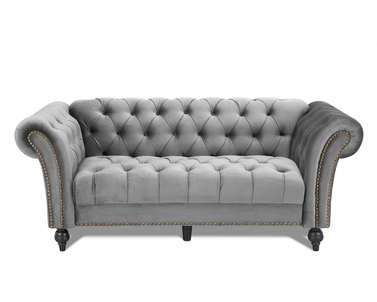 Emma Velvet 3+2 Seater Fabric Sofa, Grey