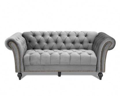 Emma Velvet 3+2 Seater Fabric Sofa, Grey