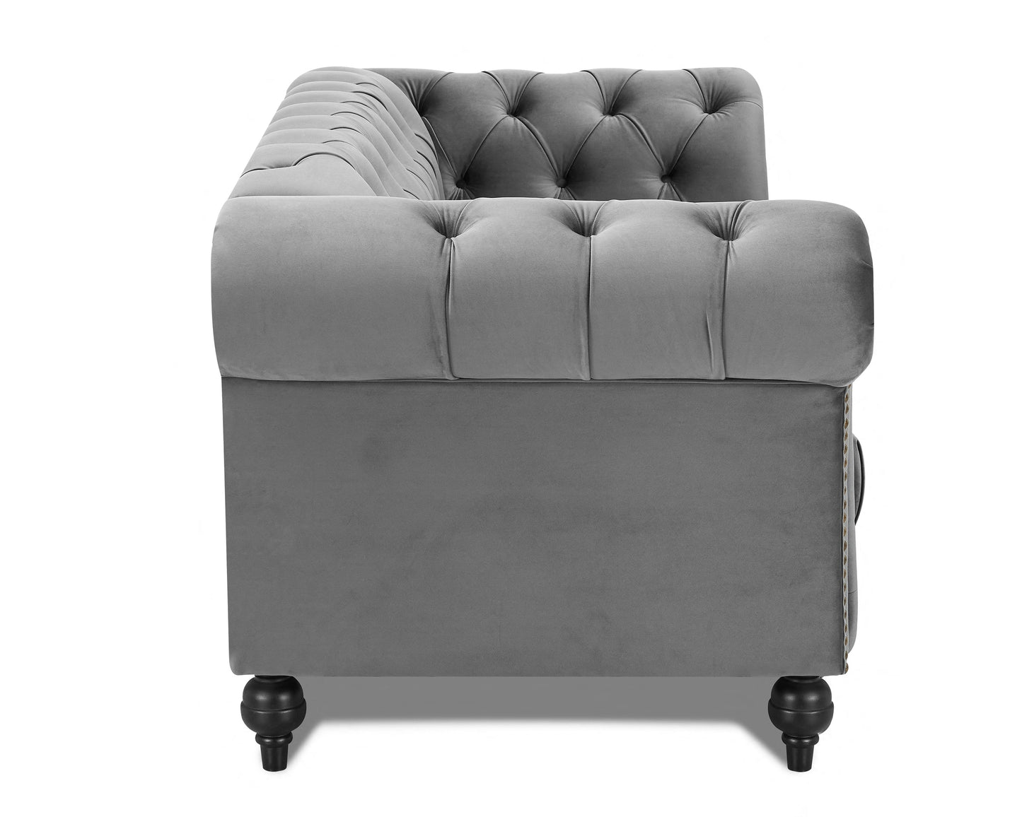 Emma Velvet 3 Seater Fabric Sofa, Grey