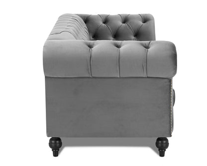 Emma Velvet 3 Seater Fabric Sofa, Grey