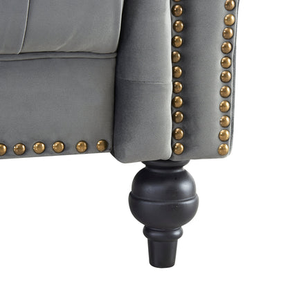 Emma Velvet 3 Seater Fabric Sofa, Grey