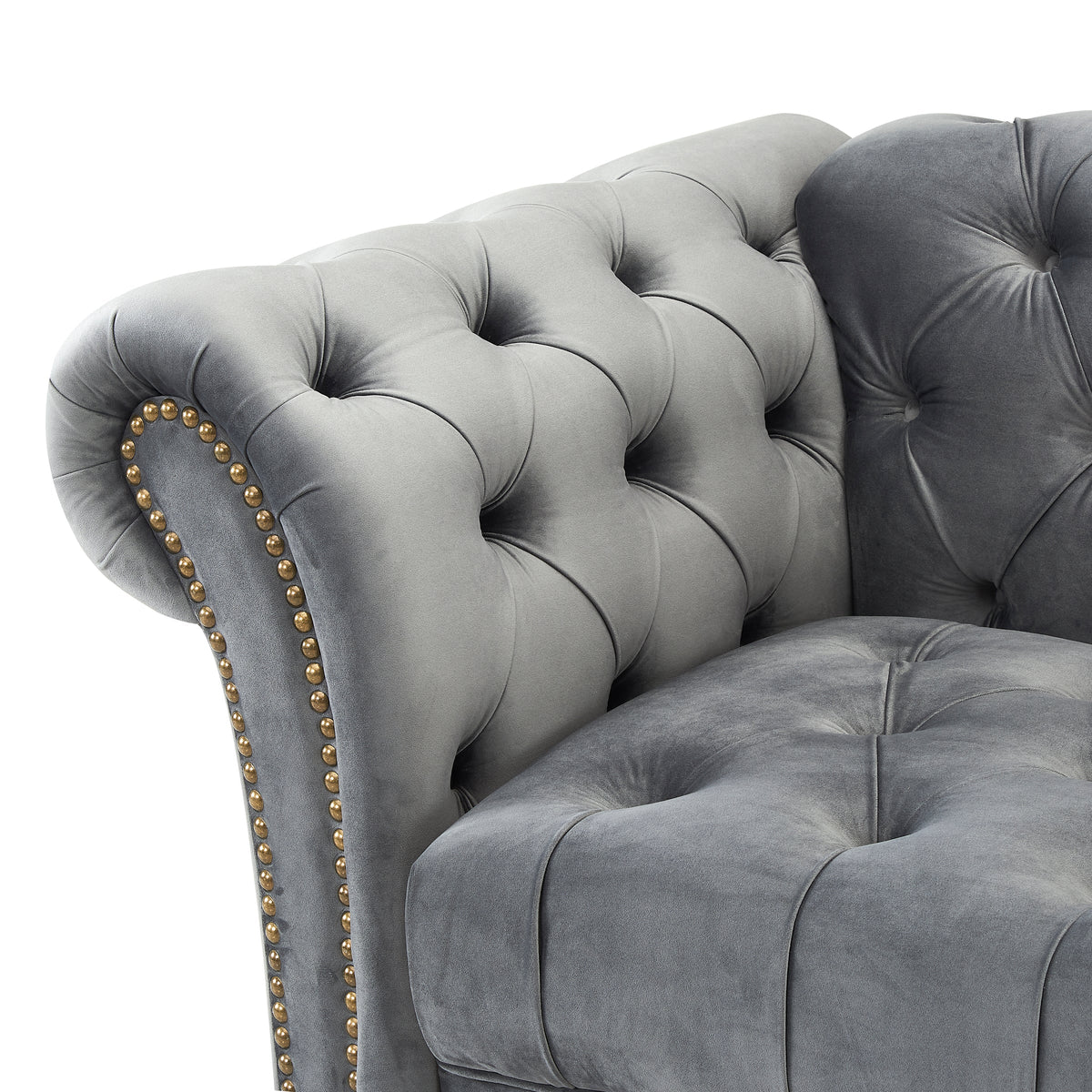 Emma Velvet 1.5 Seater Fabric  Sofa, Grey