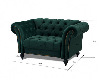Emma Green Velvet Curved Sofa 1.5s