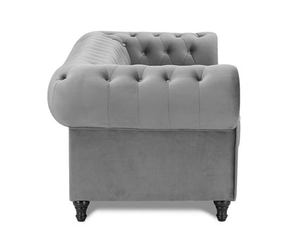Harper Chesterfield Pleat Grey Velvet sofa 2s