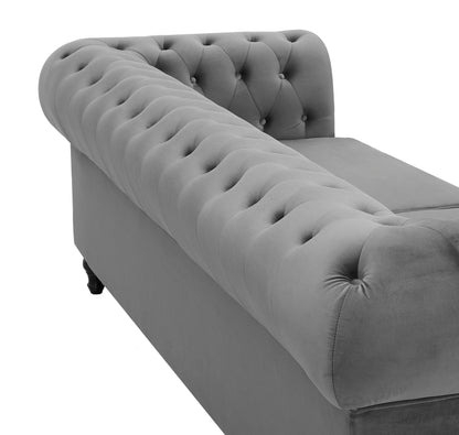 Harper Chesterfield Pleat Grey Velvet sofa 2s