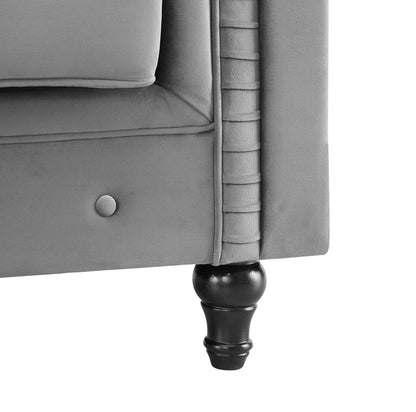 Harper Chesterfield Pleat Grey Velvet sofa 2s