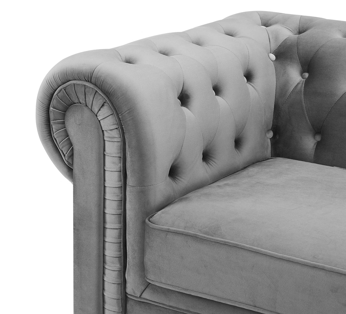 Harper Chesterfield Pleat Grey Velvet sofa 2s