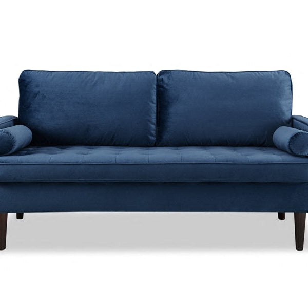 Anya 3 Seater Velvet Upholstered Cushion Sofa - Blue