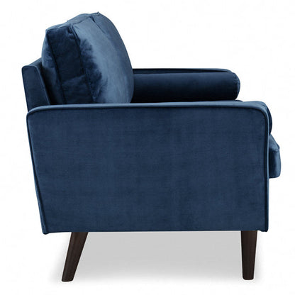 Anya 3 Seater Velvet Upholstered Cushion Sofa - Blue