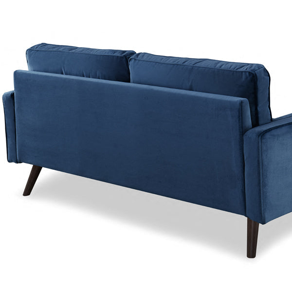 Anya 3 Seater Velvet Upholstered Cushion Sofa - Blue