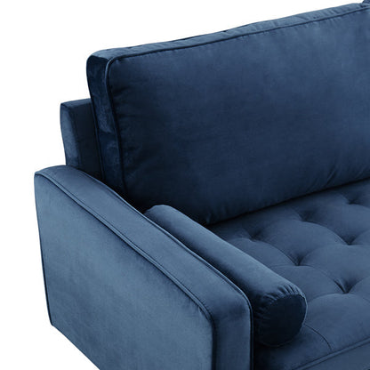 Anya 3 Seater Velvet Upholstered Cushion Sofa - Blue