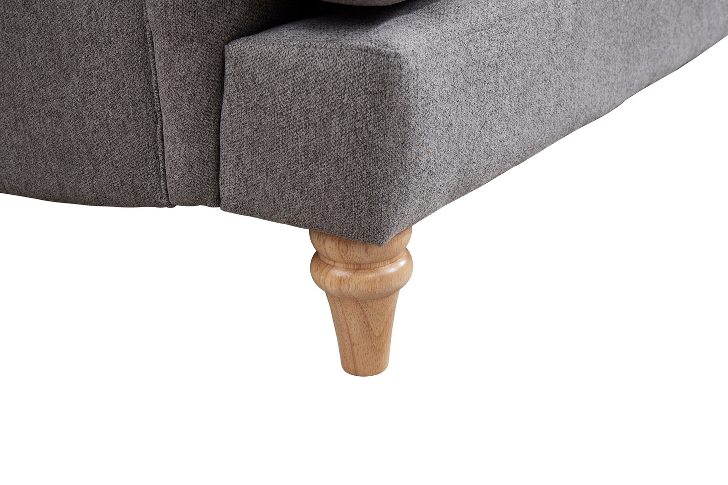 Cambridge 3 Seater Grey Linen Sofa wooden legs