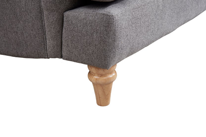 Cambridge 3 Seater Grey Linen Sofa wooden legs