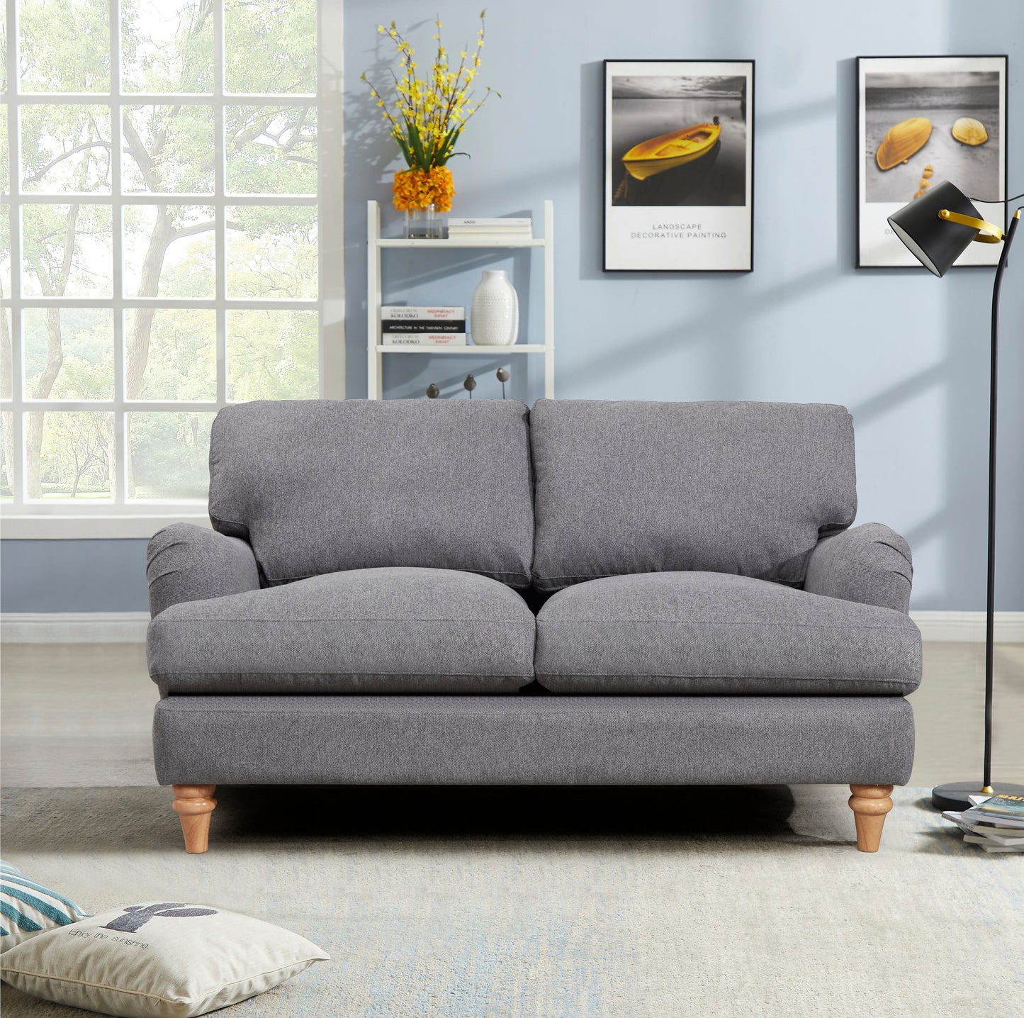 Cambridge 2 Seater Grey Linen Sofa
