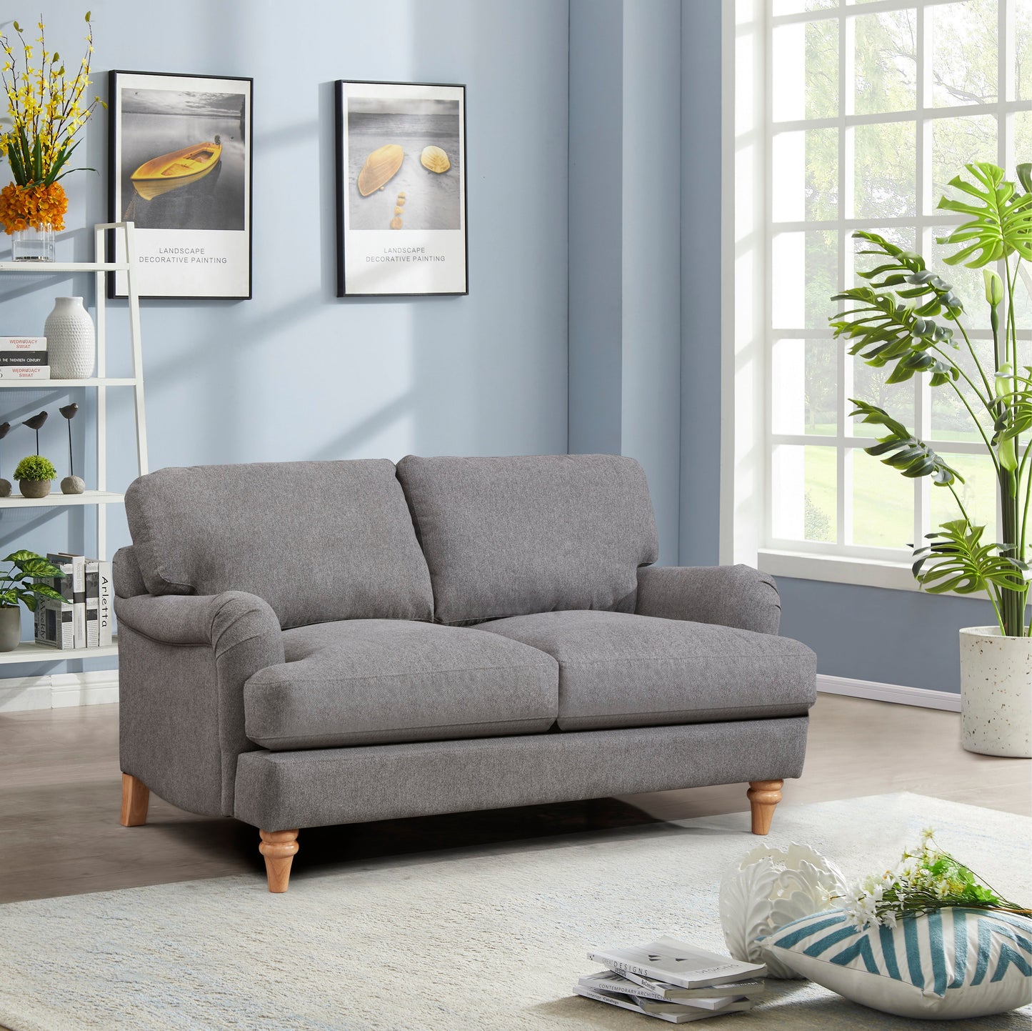 Cambridge 2 Seater Grey Linen Sofa
