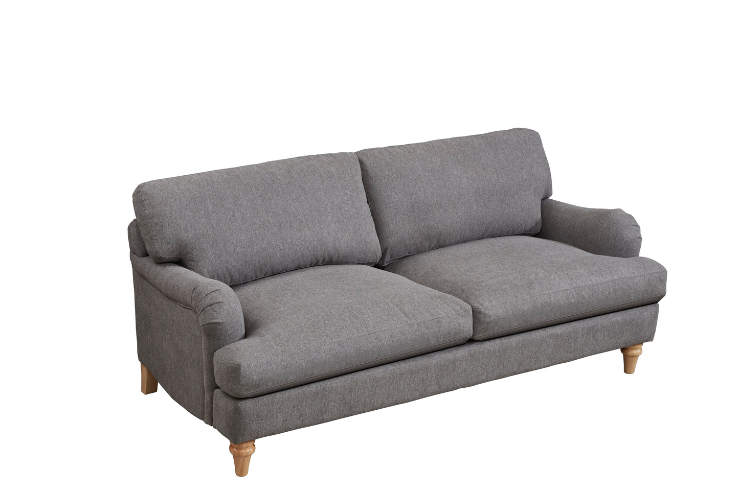 Cambridge 3 Seater Grey Linen Sofa facing right