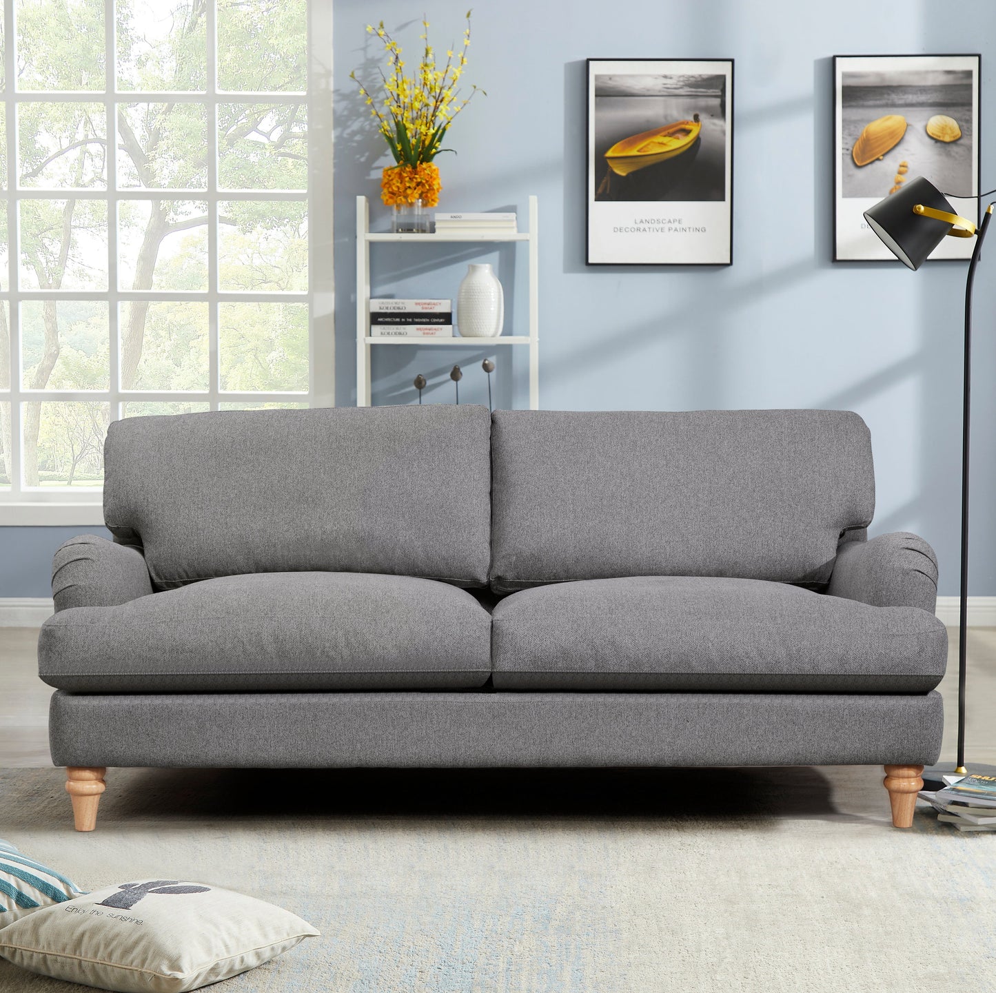 Cambridge 3 Seater Grey Linen Sofa