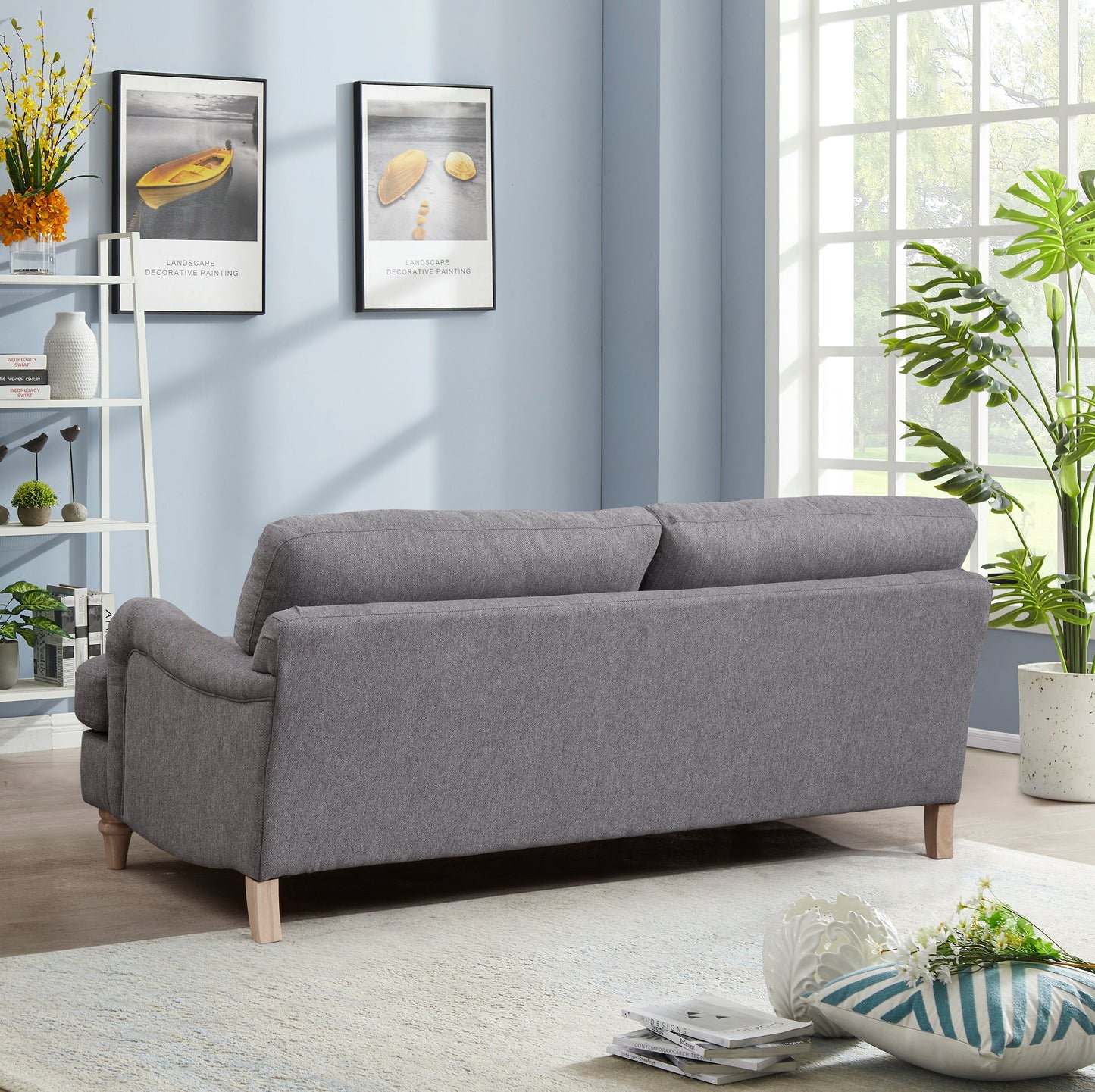 Cambridge 3 Seater Grey Linen Sofa back