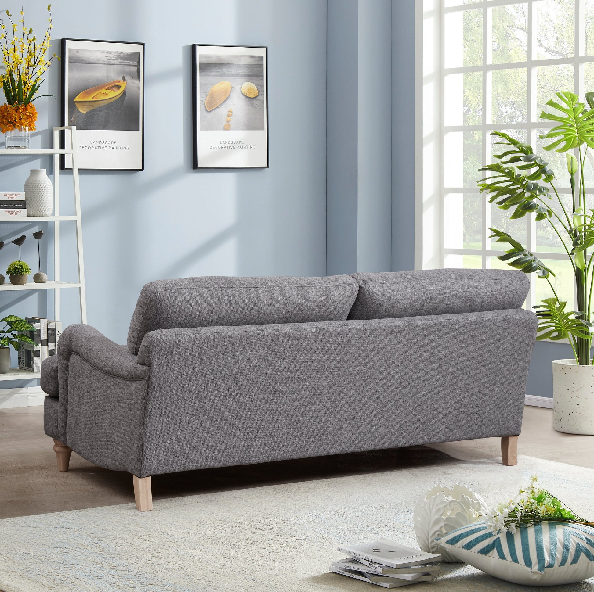 Cambridge 3 Seater Grey Linen Sofa back