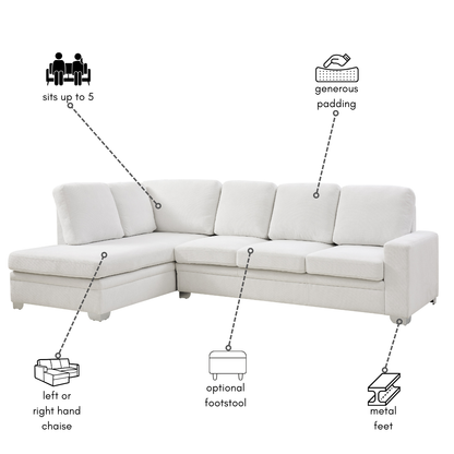 Atlas Left-Hand Corner Sofa, Cream Linen