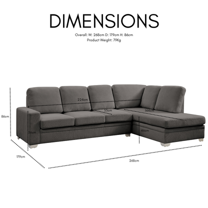 Atlas Right-Hand Corner Sofa, Dark Grey Linen