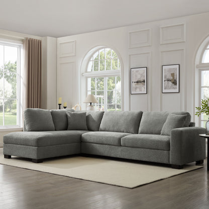 Travis Left-Hand Corner Sofa, Grey Chenille
