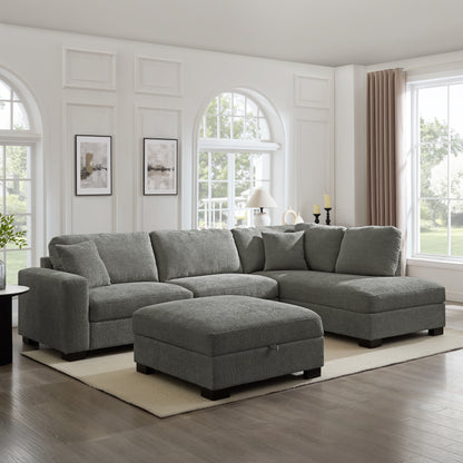 Travis Storage Footstool, Grey Chenille