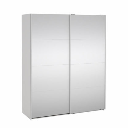 Bergamo Robe 2 Door Sliding Robe, Both Mirrored - White 180cm
