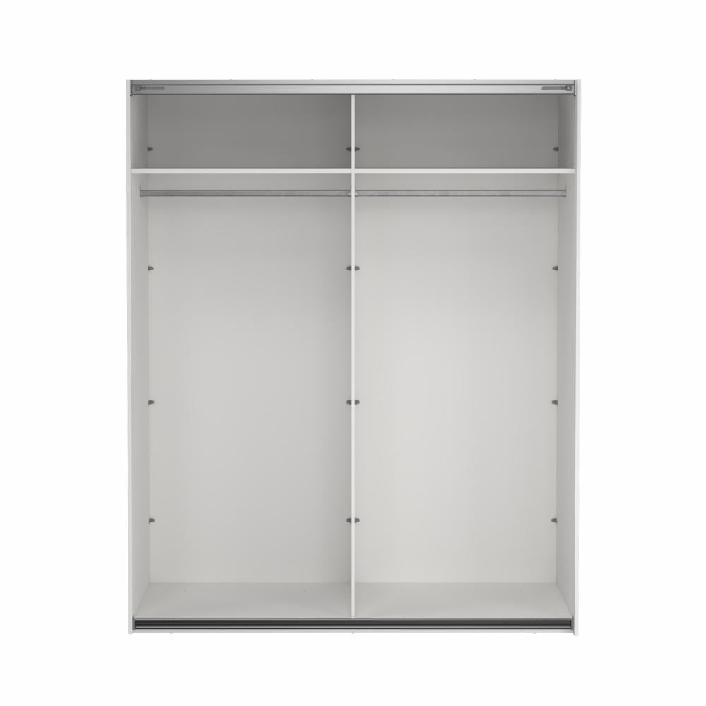 Bergamo Robe 2 Door Sliding Robe, Both Mirrored - White 180cm