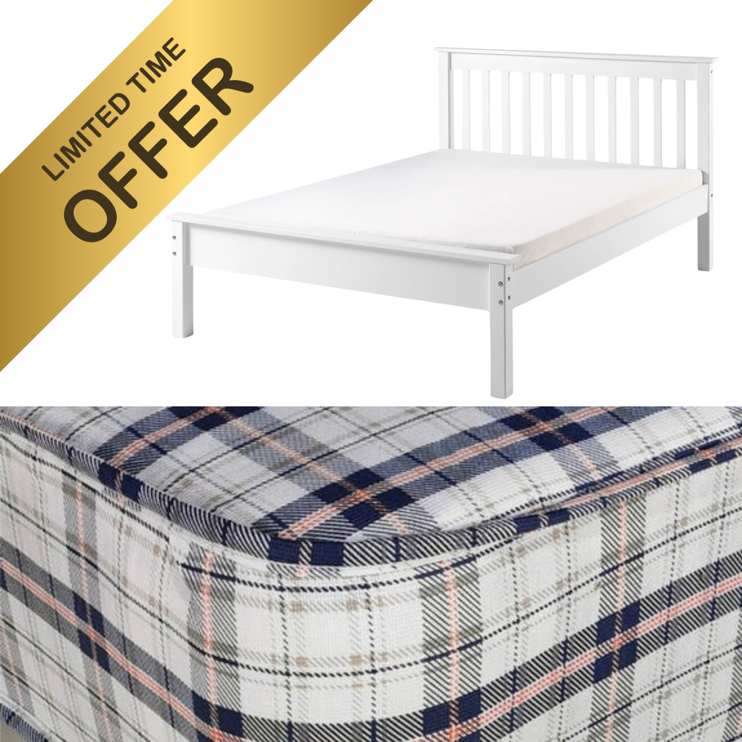 Alfie Single Bed Frame White - With Windsor Mattresses