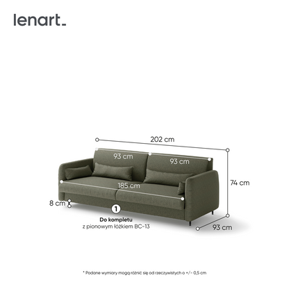 BC-35 Upholstered Sofa for BC-13 Vertical Wall Bed Concept 180 CM