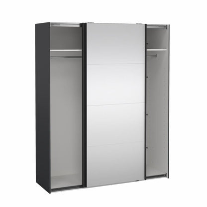 Bergamo Sliding Robe - 1 Mirrored Door + 1 Plain Door - Grey 180cm
