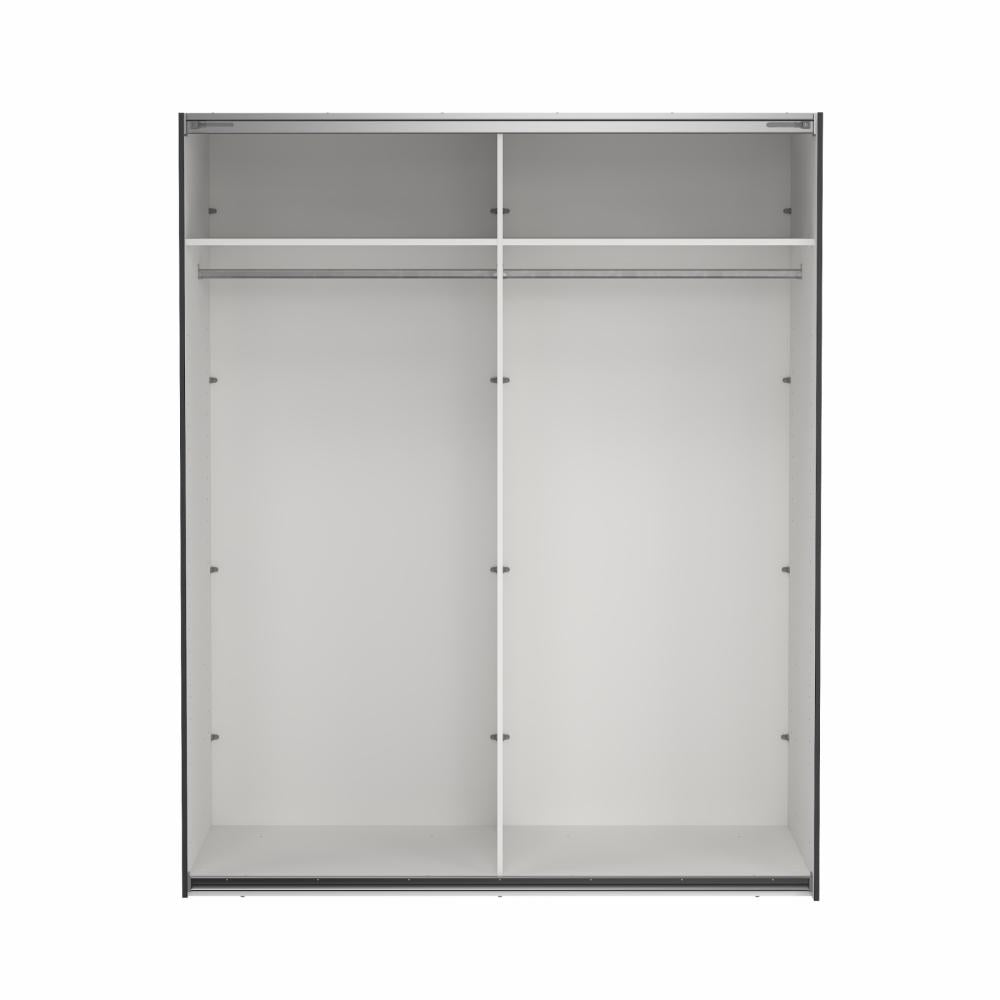 Bergamo Sliding Robe - 1 Mirrored Door + 1 Plain Door - Grey 180cm