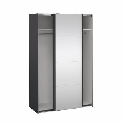 Bergamo Robe 2 Door Sliding Robe, Both Mirrored - Grey 140cm