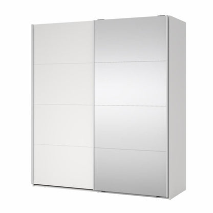 Bergamo Sliding Robe - 1 Mirrored Door + 1 Plain Door  - White 180cm