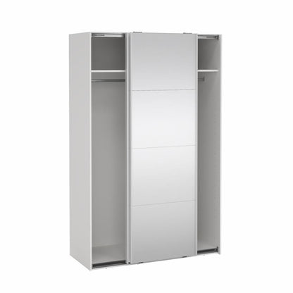 Bergamo Sliding Robe - 1 Mirrored Door + 1 Plain Door  - White 140cm
