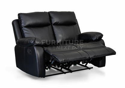 Barnhill 3+2 Leather Suite - Black