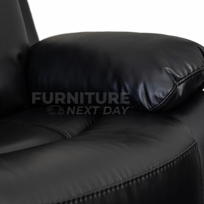 Barnhill 3 Seater Leather Suite - Black