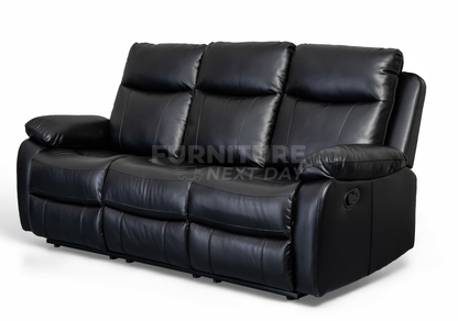 Barnhill 3+2 Leather Suite - Black