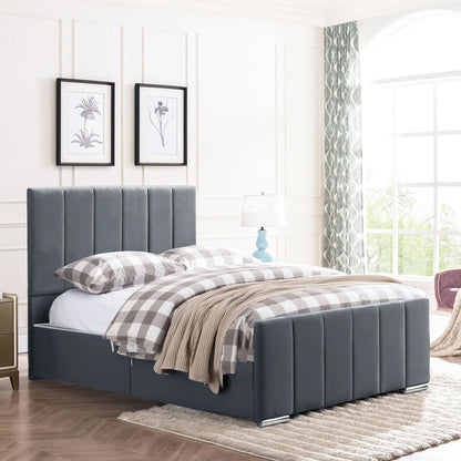 Brooke Double Bedrame - Plush Velvet Charcoal