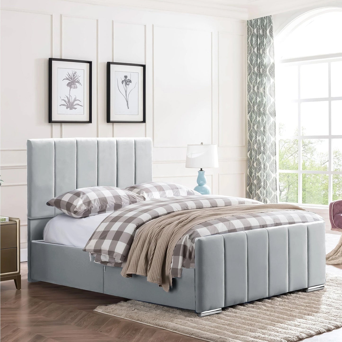 Brooke Double Bedrame - Plush Velvet Charcoal
