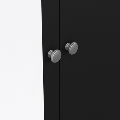 Madrid Wardrobe with 1 Plain door 1 mirror door and 2 drawers - Black