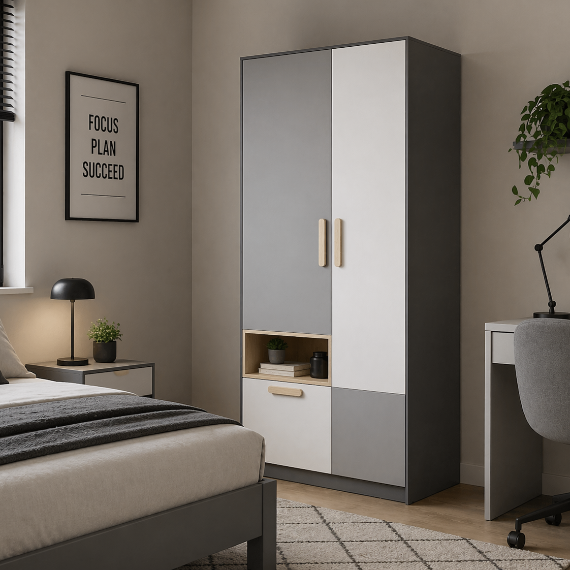Pok PO-02 2 Door Wardrobe 90cm