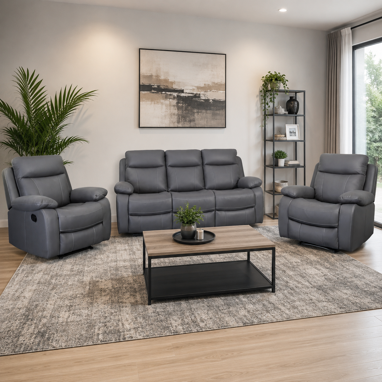 Barnhill 3+1+1 Grey Fabric Suite