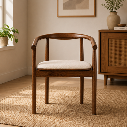 Fern Solid Oak Chair with Curved Backrest and Upholstered Seatpad - Bordo (x2)