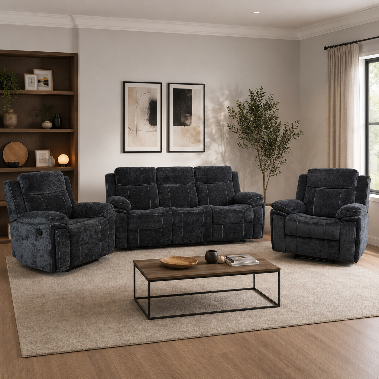 Lucy 3+1+1 Reclining Suite with Drop Down Table