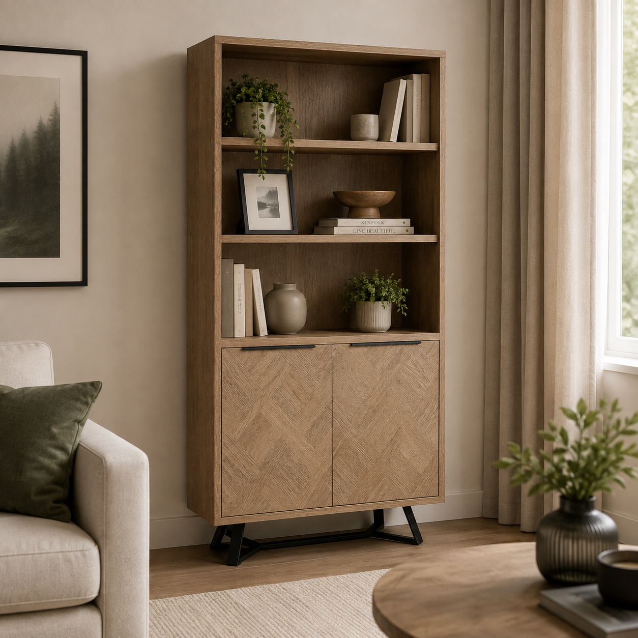 Iris Aged Grey Oak Bookcase